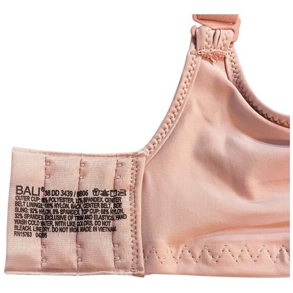 Bali Smoothing Underwire Bra Pink Size 38DD STYLE#3490 NWOT - Picture 7 of 7